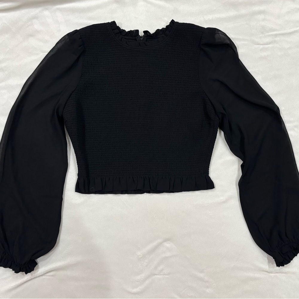 Wilfred Ruffled Blouse With Sheer Sleeves
